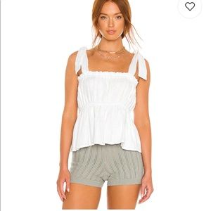 Faithfull the brand Le Camille top, white tie strap shoulder top NWT
